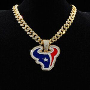 Fashionable Red and Blue Oil Drop NFL Football Team Pendant Necklace